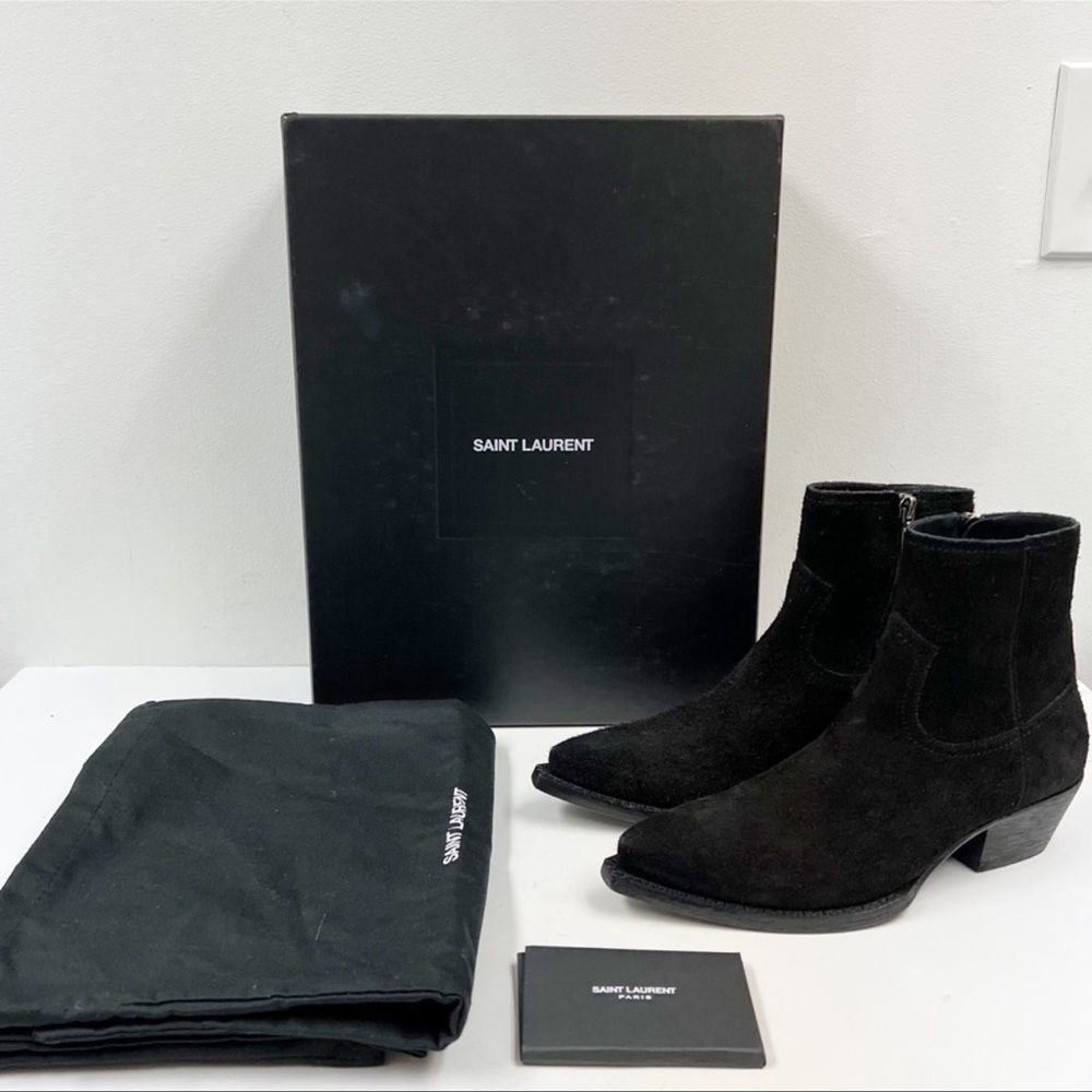 Saint Laurent black Lukas 40 side zip Chelsea Boots Sz 37 New - Picture 2 of 14